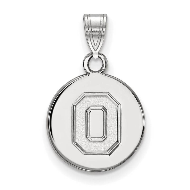 10k White Gold Ohio State Small 'O' Disc Pendant